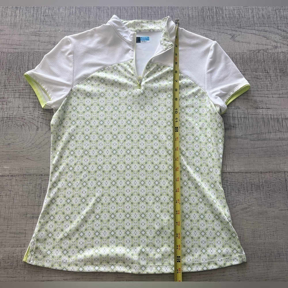 PGA Tour AirFlux Women’s Green and White Short Sleeve 1/4 Zip Golf Polo Size M - Picture 8 of 9